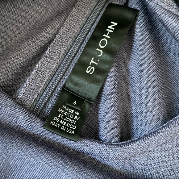 St. John Milano Knit  Quarter Sleeve Sweater Dress Wool Blend - Picture 6 of 9